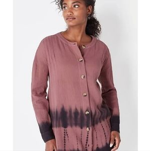 J.JILL Tie Dyed Doubled Gauze Cotton Cloth Tunic Top